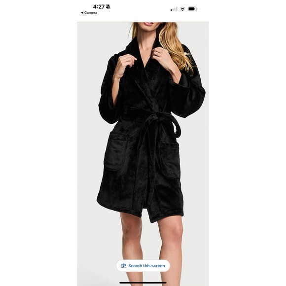 Victoria's Secret Women's Short Plush Robe burgundy Sz. M/LNEW - Picture 3 of 4